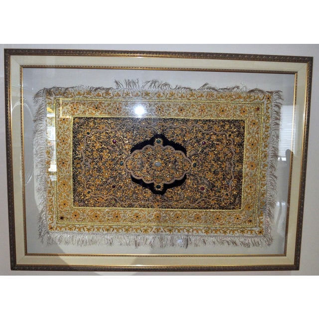 1990s 1990s Wall Art Oversized Framed Silk Rug Decorated With Natural Stones For Sale - Image 5 of 10
