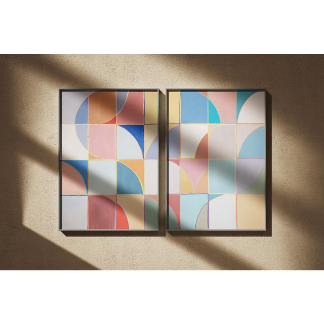 Art Deco 2026, Modern Minimalism, Abstract Geometric Painting Diptych Of For Sale - Image 3 of 9