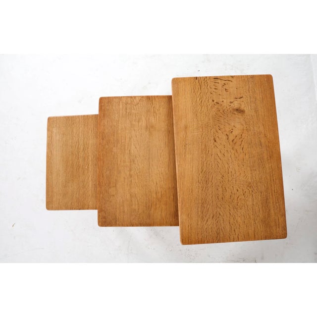 Mid-Century Modern 1970s Danish Oak & Tile Nesting Tables (Set of 3) For Sale - Image 3 of 4