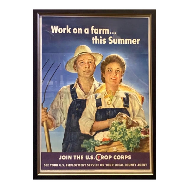 "Work on a Farm...this Summer. Join the u.s. Crop Corps" Vintage Wwii Recruitment Poster by Douglas, 1943 For Sale