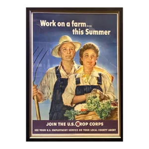 "Work on a Farm...this Summer. Join the u.s. Crop Corps" Vintage Wwii Recruitment Poster by Douglas, 1943