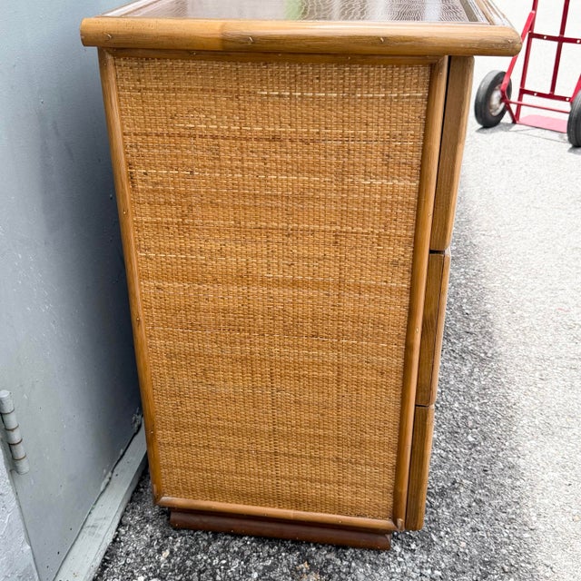 Brown Vintage Boho Chic Rattan and Wicker Dresser - 7 Drawers For Sale - Image 8 of 9