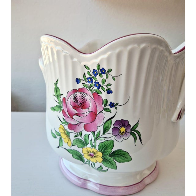 Mid-Century Modern Mid-Century French Ceramic Cachepot by Luneville, 1950s For Sale - Image 3 of 7