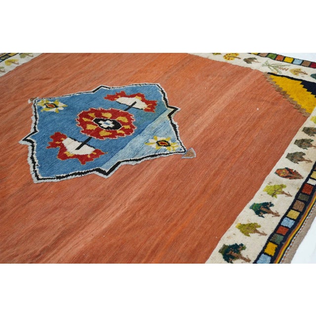 Textile 1940s Vintage Gabbeh Rug 6'5'' x 6'7'' For Sale - Image 7 of 10
