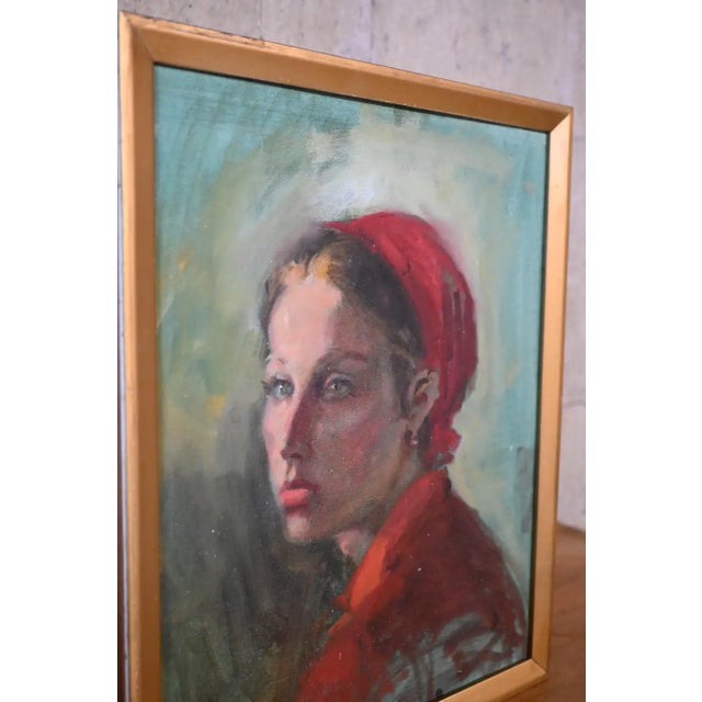 Late 20th Century ‘Girl in Red Bonnet’ Pastel on Canvas by Clement Micarelli For Sale - Image 5 of 10
