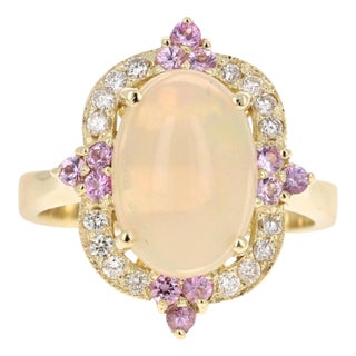 2.91 Carat Opal Diamond 18 Karat Yellow Gold Ring, Size 7 For Sale