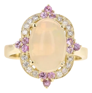 2.91 Carat Opal Diamond 18 Karat Yellow Gold Ring, Size 7