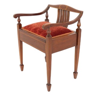 Antique Sheraton Revival Piano Stool in Mahogany, 1890s For Sale