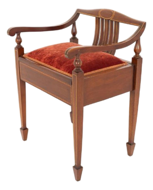 Antique Sheraton Revival Piano Stool in Mahogany, 1890s
