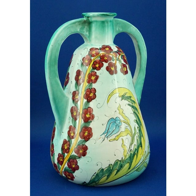Italian Majolica Ceramic Vase with Flowers by Pisapia, 1960s For Sale - Image 6 of 18
