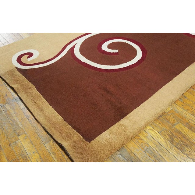 1920s Special Camel Color Background Modern Design English Art Deco Rug by Marion Dorn For Sale - Image 5 of 5