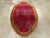 Galerie Shabab Collection Oval Mid-20th Century Handmade Chinese Art Deco Accent Rug in Red and Goldenrod For Sale - Image 4 of 9