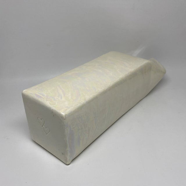 Vintage Iridescent Ceramic Milk Carton Vase For Sale - Image 9 of 13