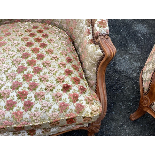 French Vintage Salon Set W/Velvet Upholstery For Sale - Image 4 of 13