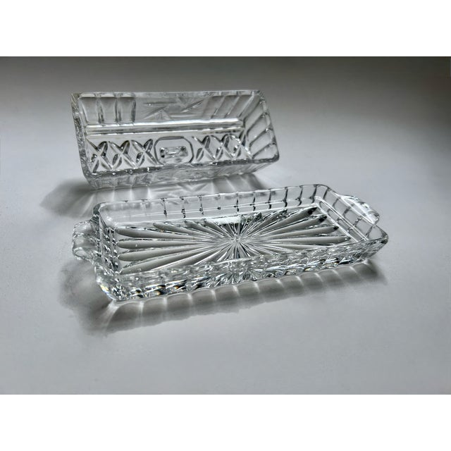 Vintage Federal Glass Co. Style Covered Cut Glass Butter Dish For Sale - Image 11 of 17