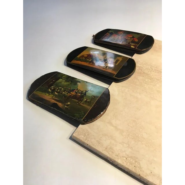 Mid-18th Century Lacquered Wood Boxes with Landscape Scenes, Set of 3 For Sale - Image 9 of 11