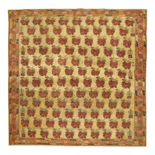 Antique Zabihi Collection Rare Caucasian Kuba Square Rug - 4'10" x 4'10" For Sale