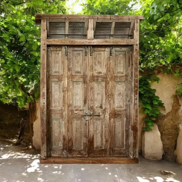 This antique doors, vintage colonial plantation style four door set with frame captures the elegance of old world...
