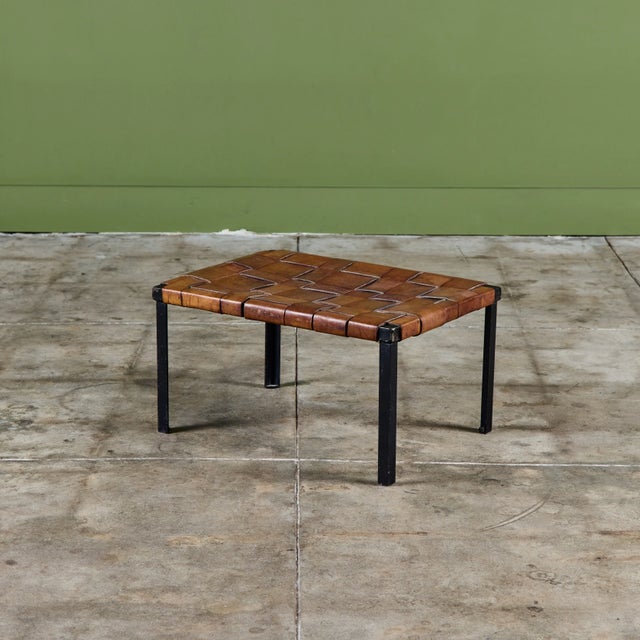 Small Woven Leather Bench by Swift and Monell For Sale - Image 9 of 18