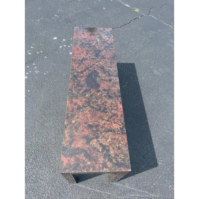 Mid-Century Modern Tortoiseshell Laminate Parsons Sofa Table For Sale - Image 3 of 13