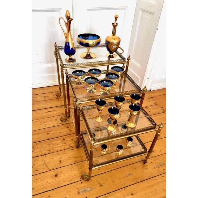Art Deco Style Nesting Tables in Brass, 1950s, Set of 3 For Sale - Image 3 of 11