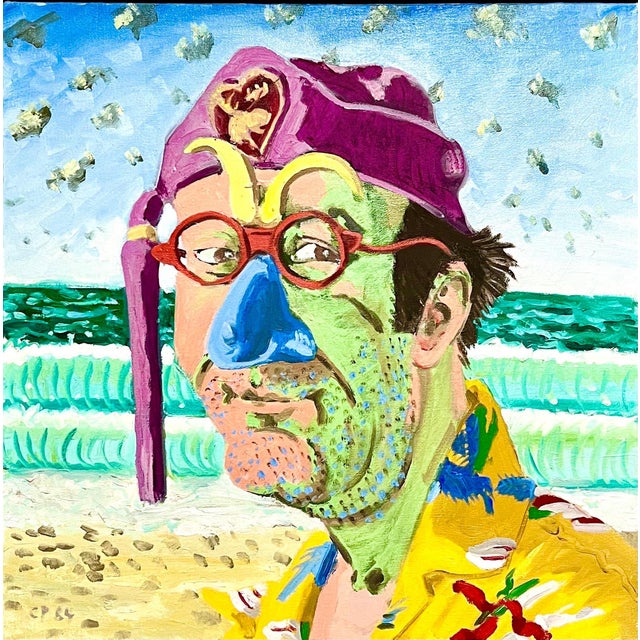 Expressionism Carlo Pittore, Figurative Expressionist Bold Pop Art Oil Painting Self Portrait Carlo Pittore, 1984 For Sale - Image 3 of 7