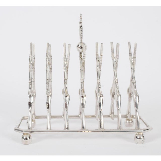 Silver 20th Century Vintage Large Silver Plated Crossed Rifles Toast Rack, 1980s For Sale - Image 8 of 13