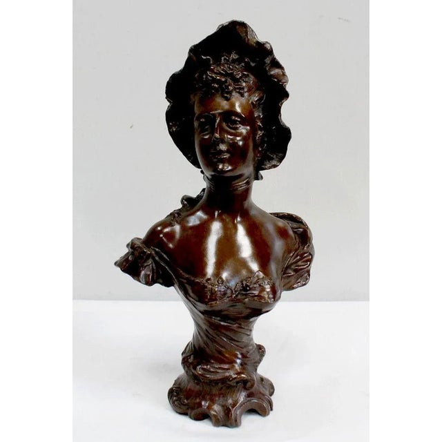 Bronze Woman with Hat by Meslais, Early 20th Century For Sale - Image 4 of 18