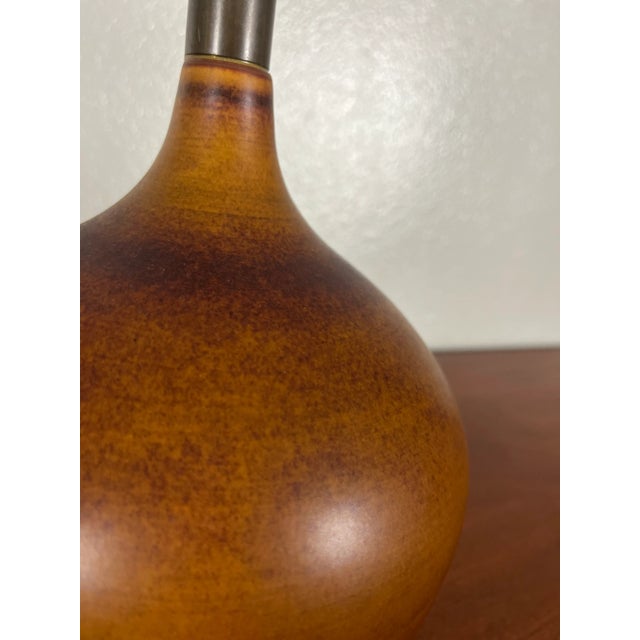 Pair of Medium Brown Ceramic Bulb Table Lamps | by Lotte and Gunnar Bostlund For Sale - Image 11 of 11