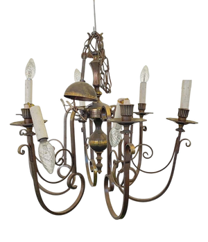 Art Deco Curved Metal Chandelier