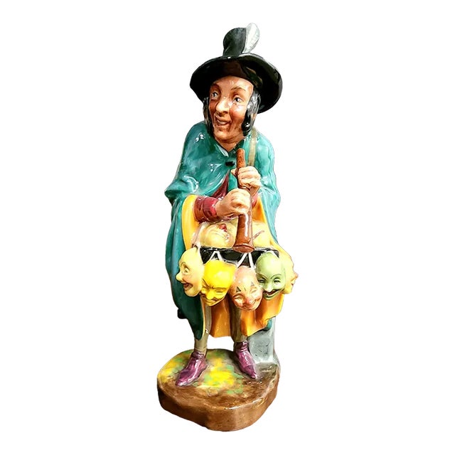 Royal Doulton English Vintage "The Mask Seller" Fine Porcelain Figurine For Sale