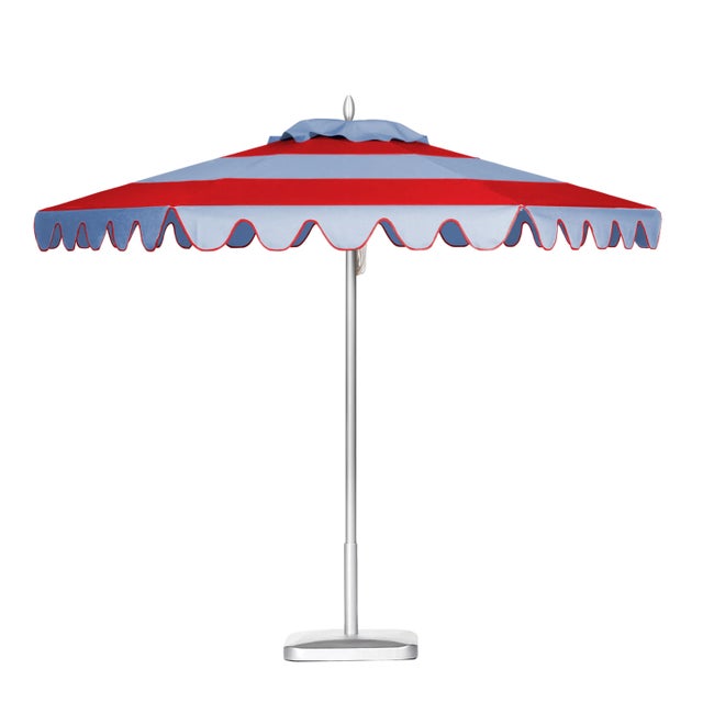 Santorini Dawn 9' Patio Umbrella, Robin's Egg Blue & Red For Sale - Image 4 of 4