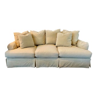 Baker Simmons Sofa With Dressmaker Flounce, in Straw Chenille For Sale