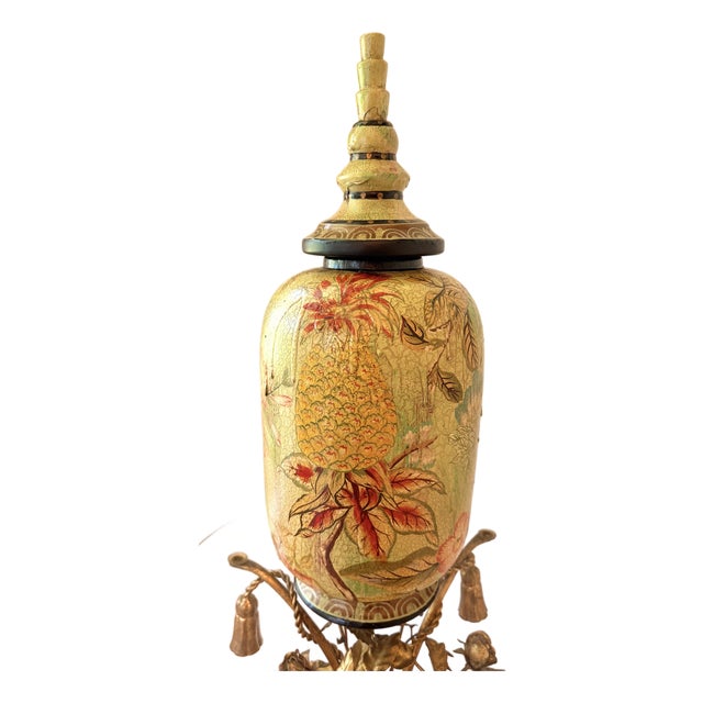 Bring tropical elegance to a floor, bookshelf, console, or dining table with this substantial hand-painted decorative...
