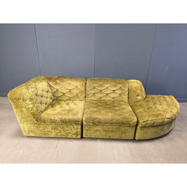 1970s Vintage Velvet Modular Sofa from Laauser, 1970s, Set of 3 For Sale - Image 5 of 6