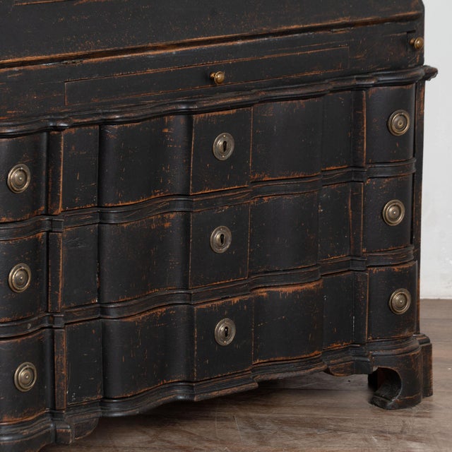 Late 18th Century Danish Black Painted Oak Rococo Secretary Bureau For Sale - Image 9 of 10