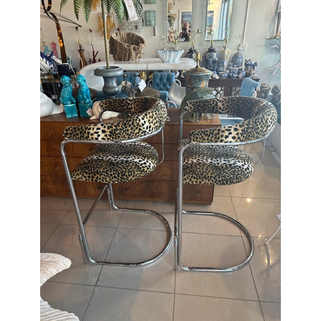 1970s Vintage Pair of Anton Lorenz Thonet Chrome Barstools Bar Stools For Sale - Image 5 of 12