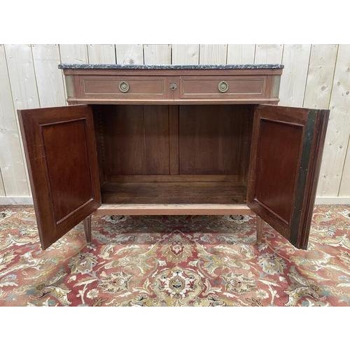 Louis VII Style Low Sideboard in Mahogany and Marble For Sale - Image 4 of 7
