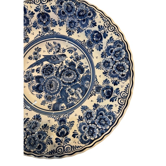 1950s Large Hand Painted Delft Platter For Sale - Image 4 of 9