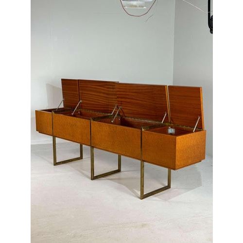 Mid-Century Burlwood and Brass Sideboard For Sale - Image 4 of 15