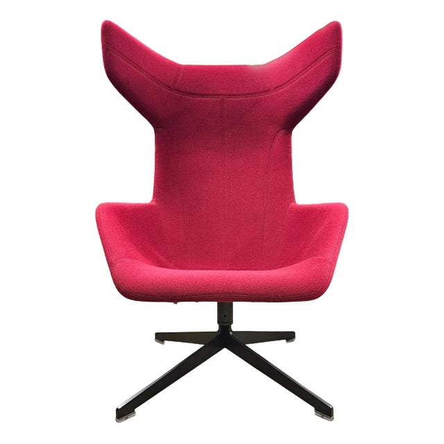Vintage Lounge Chair in Red Wool by Alfredo Häberli, 2003 For Sale