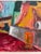 Wood Monumental Abstract Modern Expressionism Still Life Original Oil Painting, Maroon, Mustard, Blue For Sale - Image 7 of 12
