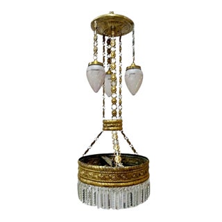 Late 19th Century Art Nouveau Metal Chandelier With 6 Lights For Sale