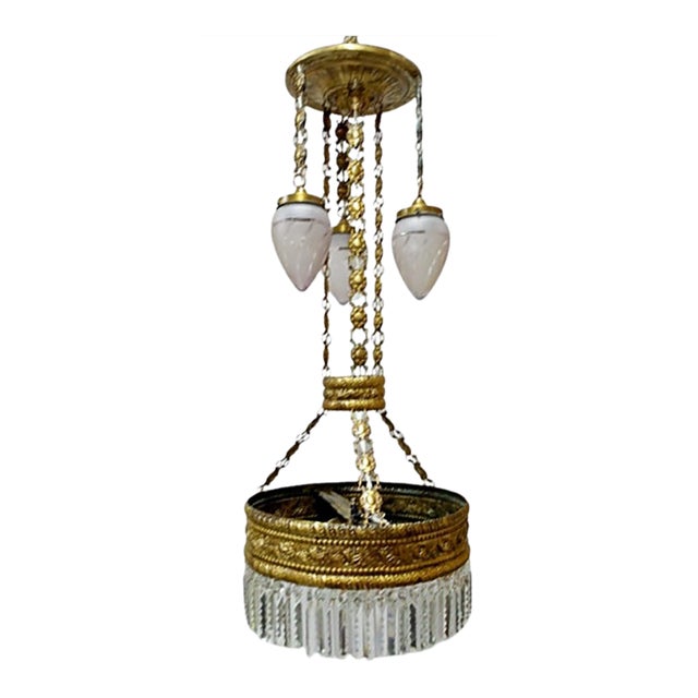 Late 19th Century Art Nouveau Metal Chandelier With 6 Lights For Sale