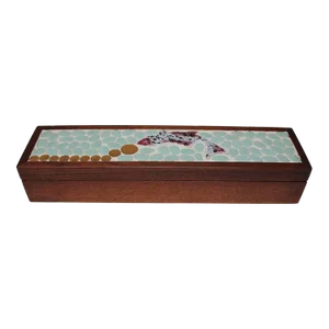Vintage Handmade Mosaic "Fish" Lidded Walnut Box
