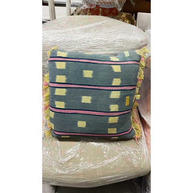 Pair of African Ikat Blue Pillows For Sale In Los Angeles - Image 6 of 8