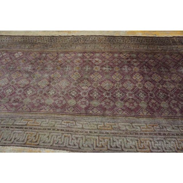 1900s Antique Large Chinese Diamond Grid Purple Baotou Knotted Runner Rug For Sale - Image 10 of 12