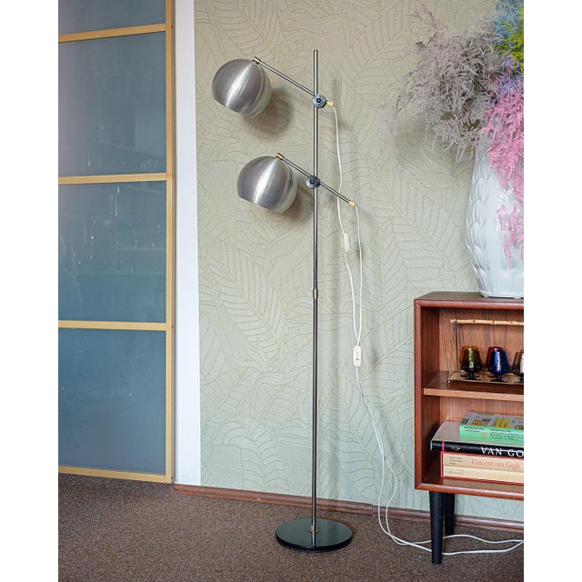 Floor Lamp with Two Shades in Metal, Denmark, 1970s For Sale - Image 3 of 7
