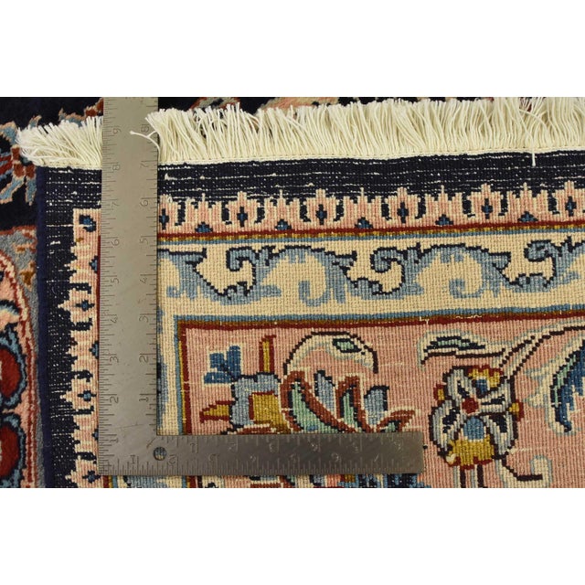 Fine Kashmar Rug 6’4” X 9’5” Blue Wool Vintage Hand-Knotted Oriental Carpet For Sale - Image 15 of 15