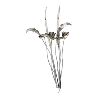 Arthur Court, Vintage Arthur Court Aluminum Sculpture Cast Bouquet Flowers, Ladybug Home Decor, c.1989 For Sale